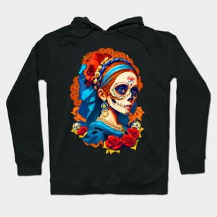 Sugar Skull Halloween. Girl with a Pearl Earring Hoodie